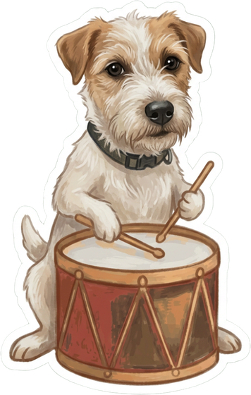 Painted into the card: The dog, obviously