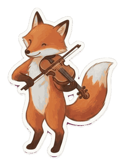 A fox with a fiddle