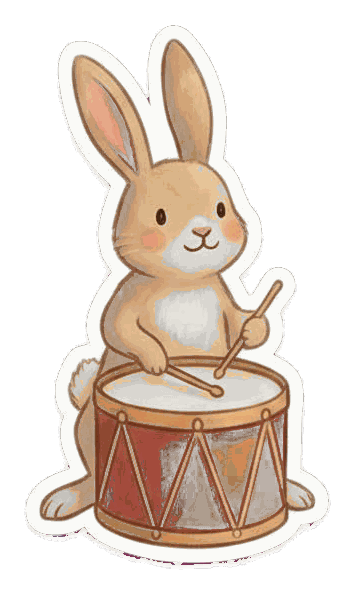 A rabbit on the drum