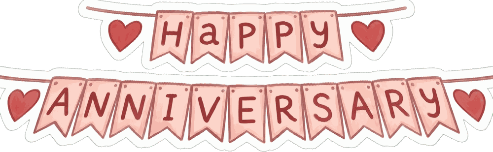 Bunting that says Happy Anniversary