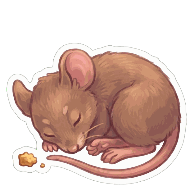 A house mouse asleep on the missing piece